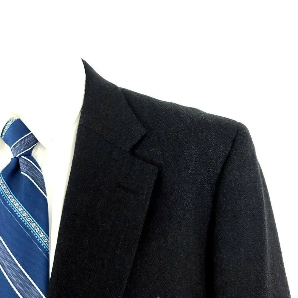 Pronto Uomo Lambswool‎ 2 Button Blazer 44R Gray Herringbone Sport Coat